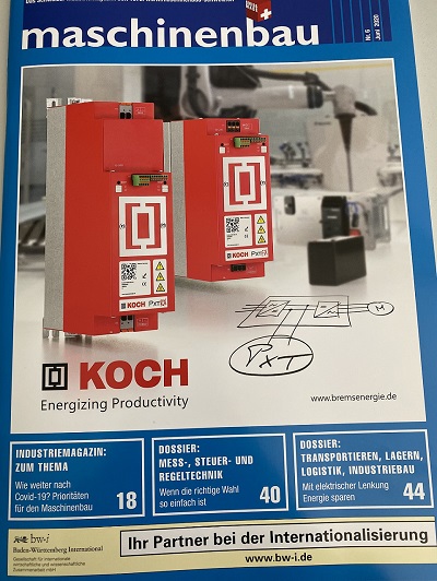 Titelseite des schweizer Magazin "Maschinenbau"